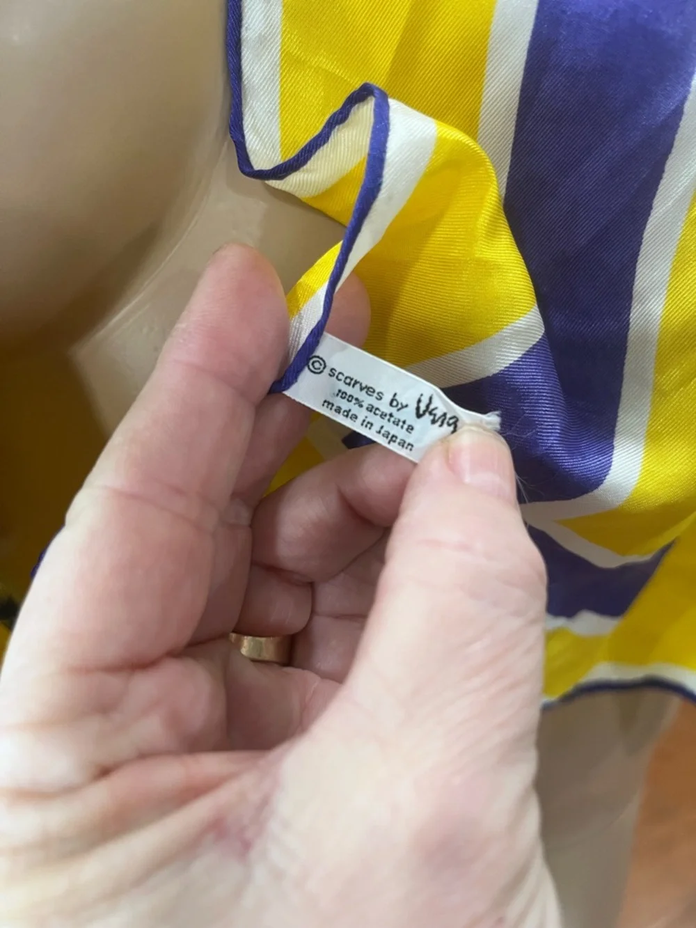 Vera ladybug Yellow and Purple Geometric Silk Scarf